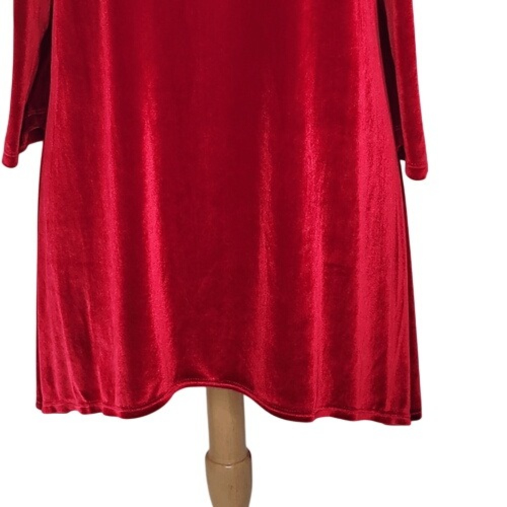 Kate & Mallory Red Velour Cold Shoulder‎ Top - Picture 3 of 12